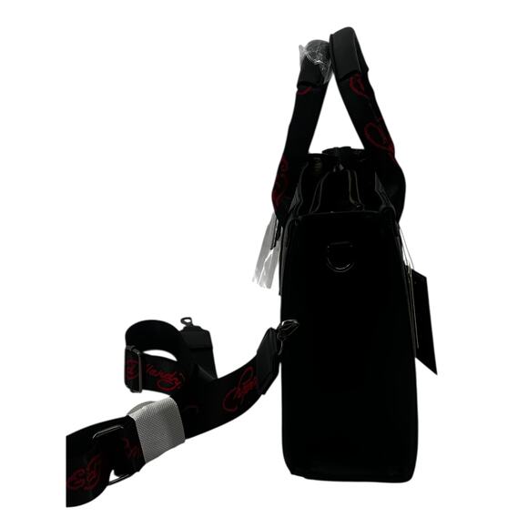 Ed Hardy Embossed Tiger Logo Black Tote Bag with Red Script Strap – NWT - Picture 5 of 7